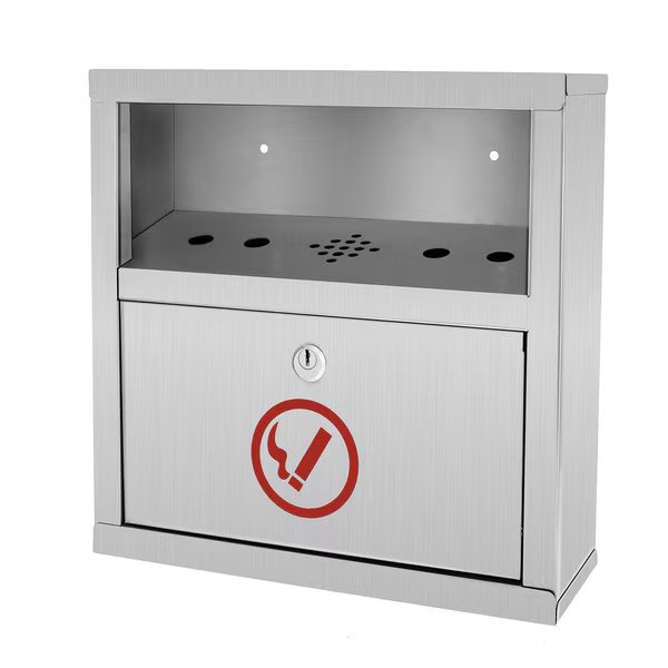 Stainless Steel Quick Clean Wall Mounted Cigarette Disposal Bin, Alpine Industries, Mfr#: 490-02-SS